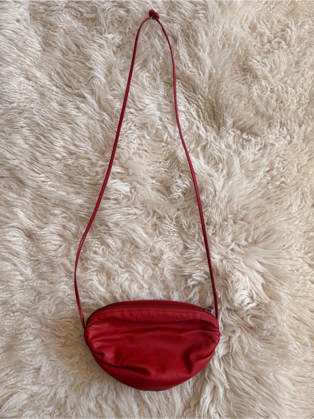 Vintage Red Leather Mini Crossbody